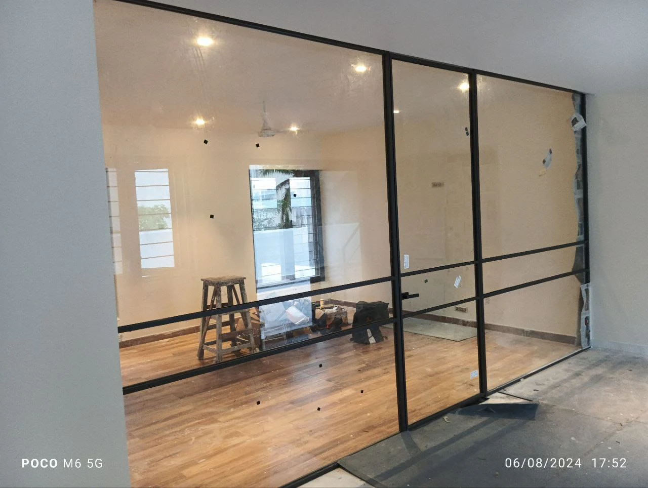 Black Metal Frame Glass Partition
