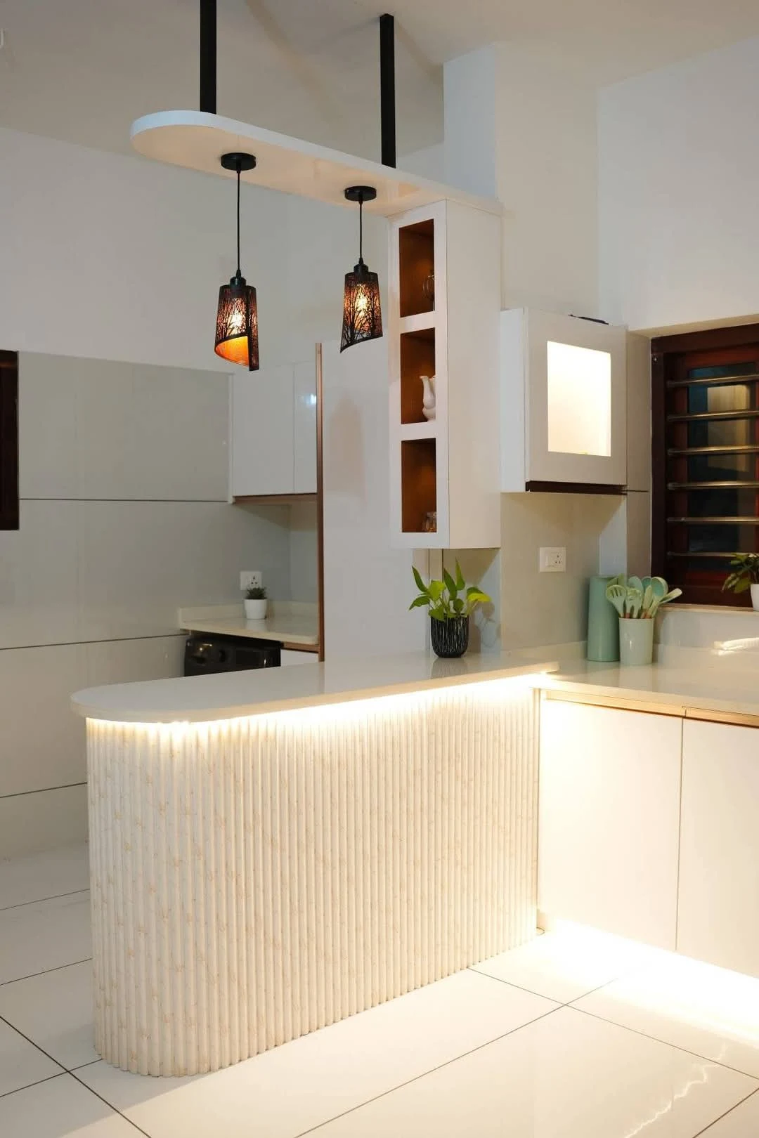Curved White Breakfast Bar LED