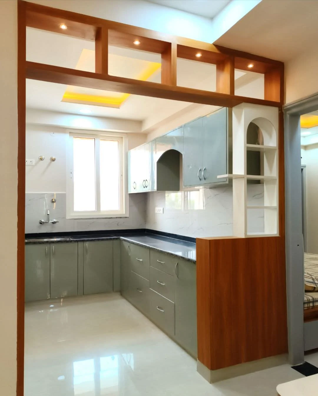 Kitchen Wooden Archway Partition