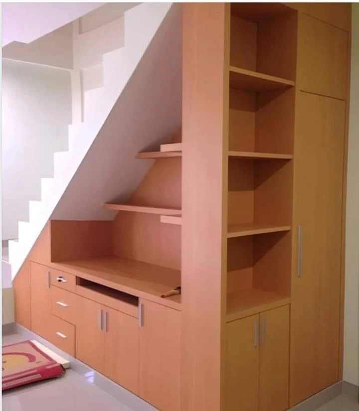 Under Staircase Wooden Storage Shelf